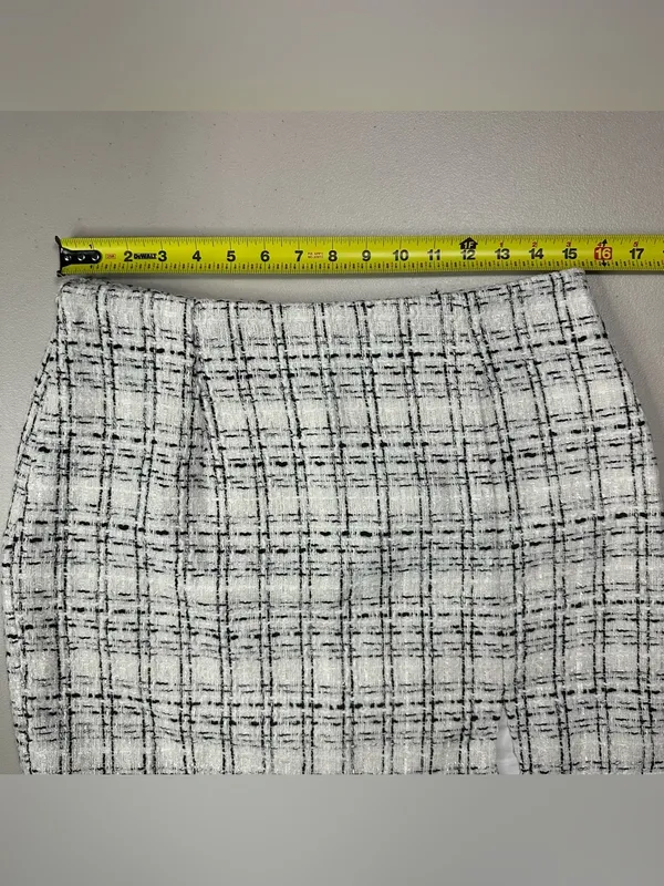 Women’s Tweed Mini Skirt Medium White Black Wool Blend Lined Career Classic NWT - Image 4