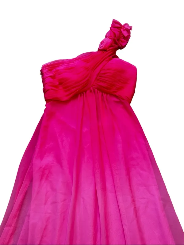 Vintage Cache One Shoulder Maxi Dress Pink Ombre Party Prom Event Fairycore - Image 2
