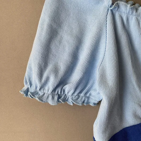 Cider top women's size‎ M off shoulder milkmaid cottage core blue NWT - Image 5