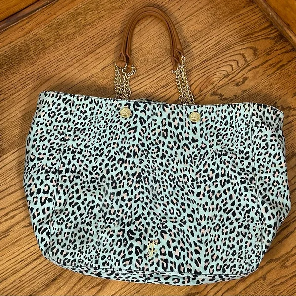Juicy Couture | Teal Leopard Print Y2k Large Tote Bag - Image 9