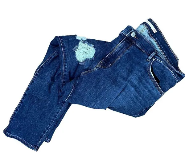 Levi's 711 skinny jeans cotton pants denim medium wash distressed pockets blue - Image 7