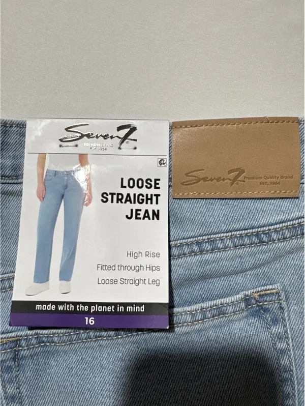 Seven7 Premium Brand Light Blue Straight Leg Jeans Size 16 - Image 8