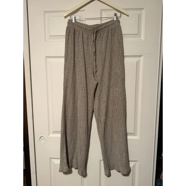 Zara Wide Leg‎ Textured Elastic Waist Pants Resort Comfy Flowy Palazzo - Image 2