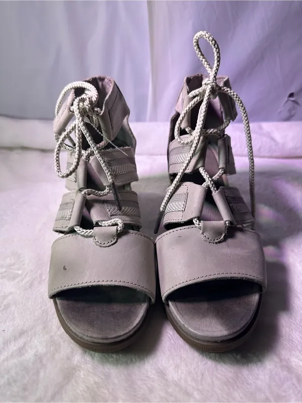 Sorel Beige Lace-Up Wedge Sandals - Image 5