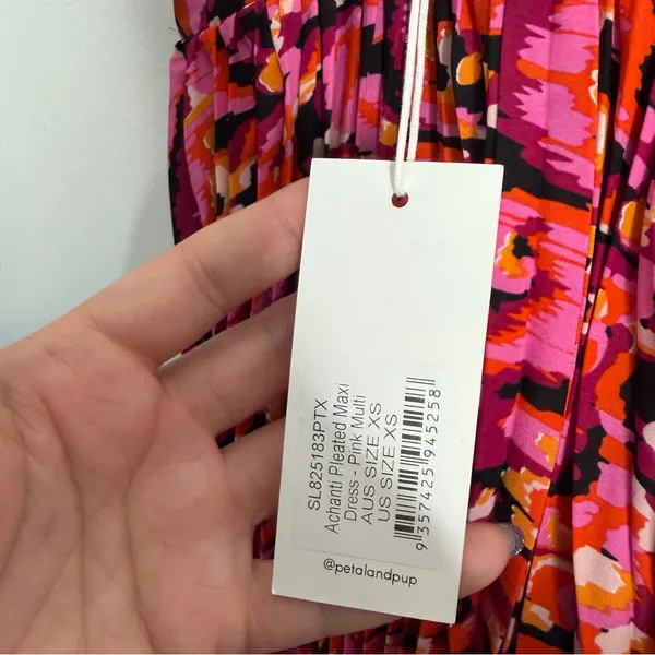 NWT Petal & Pup Achanti‎ Pleated Maxi Dress Pink Multi XS Wedding Guest Feminine - Image 6