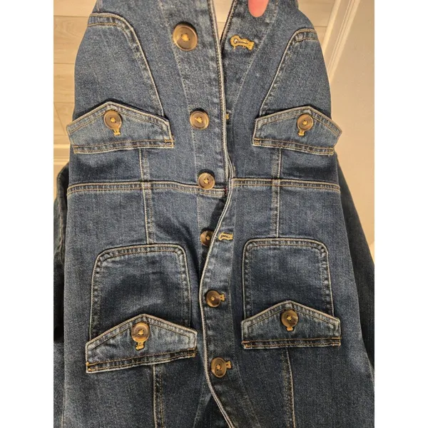 Lands' End Safari Field Size XS 2-4 Denim Jacket Dark Wash 4 Flap Pocket Women - Image 3