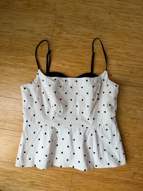 Maeve Anthropologie Peekaboo Corset Polka Dot Peplum Tank Top M - Image 2
