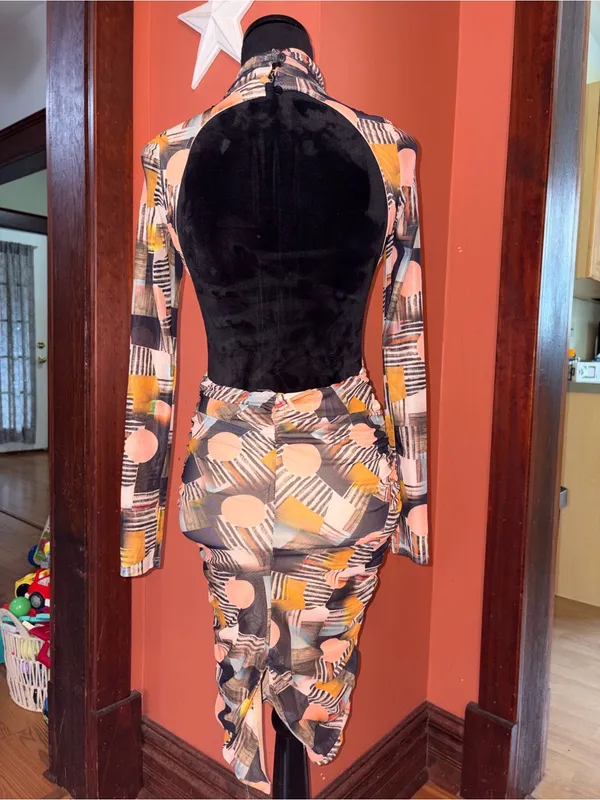 AKIRA Abstract Geometric Midi Dress - Image 5