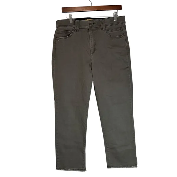 Yogipace Women Gray Cropped Straight Leg‎ Stretch Jeans Size L - Image 2