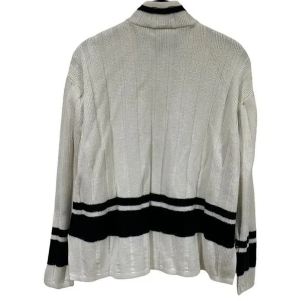 Y2K Dana B. and Karen Black White Stripe Knit Zipup Jacket‎ Old Money Academia M - Image 5