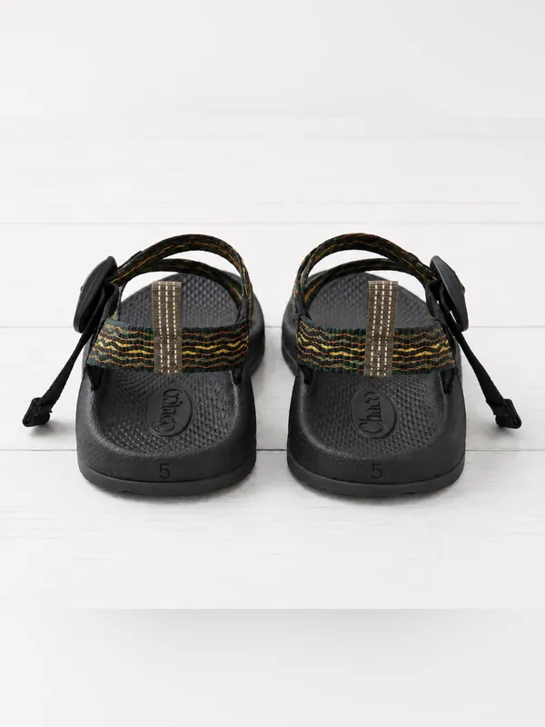 Chaco Z1 Cloud Vibram Black Open Toe Sandals with Green/Gold Pattern Straps - Image 3