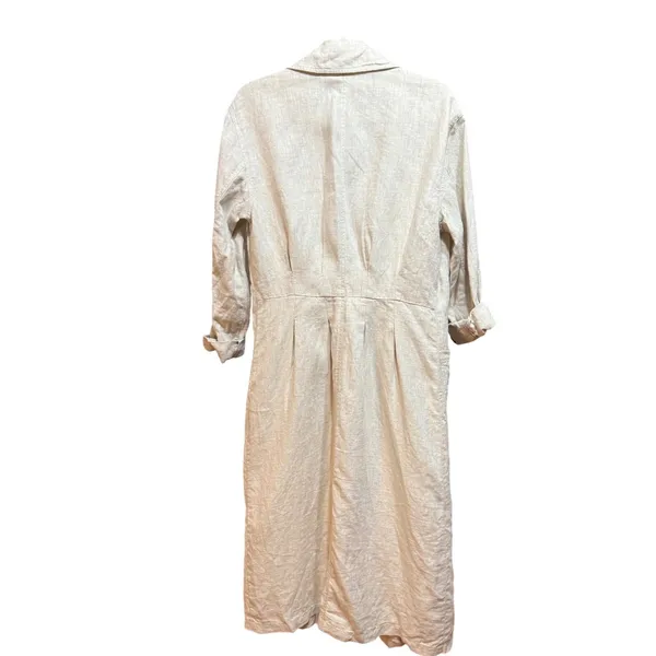 Avec Les Filles Oversized Light‎ Tan Linen Trench Coat Sz S Linencore Neutral - Image 4