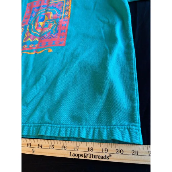 Vintage Gitano Teal Green Geometric Graphic Sweatshirt Cotton Small - Image 8