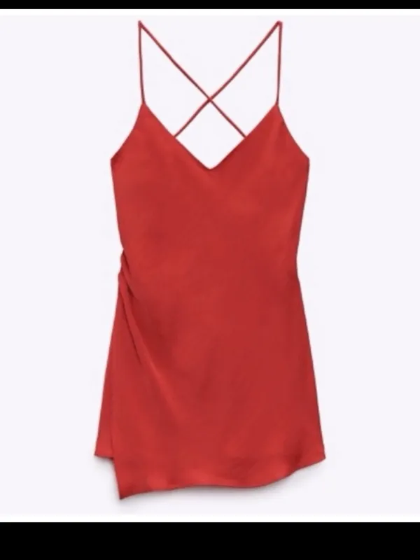 Zara Red Satin Draped Back Cami Tank NWT S - Image 8