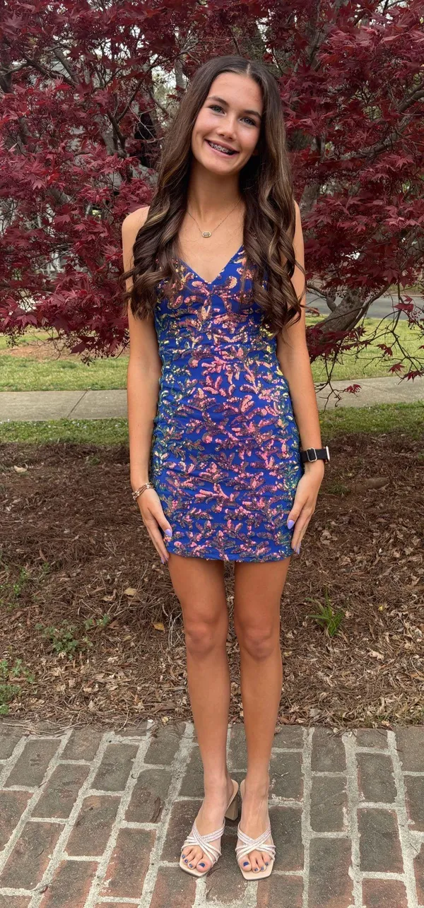 DILLARDS blue iridescent hoco dress - Image 3