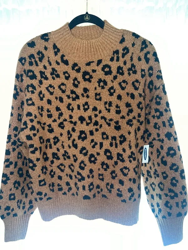 NWT Old Navy Cozy Leopard print women’s mock neck sweater size large - Image 2
