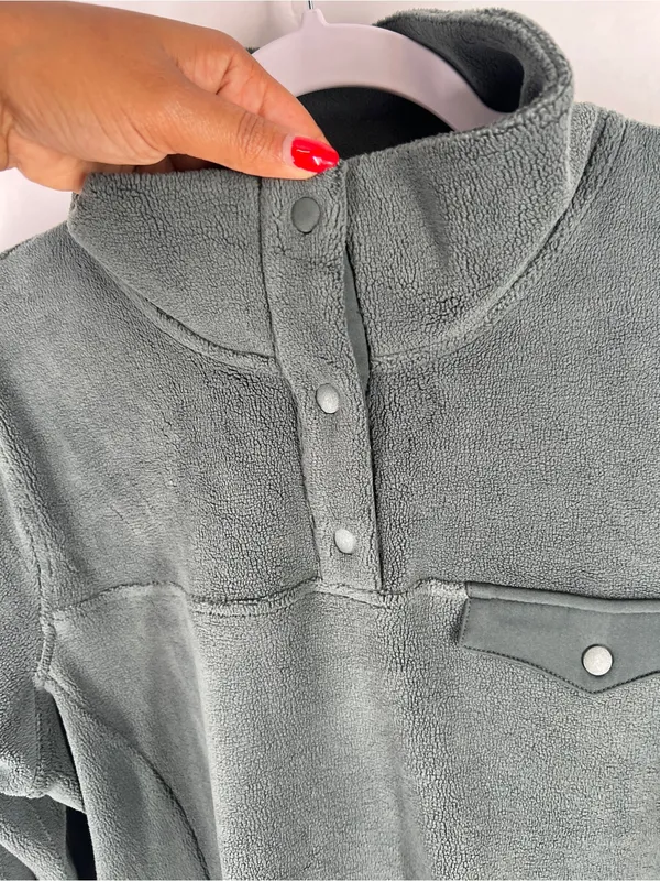 Green Snap-Placket‎ Fleece Pullover - Image 7