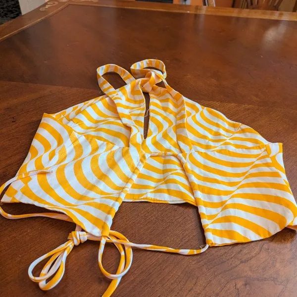 Zara Silk Orange and White Crop Top,Size S - Image 7