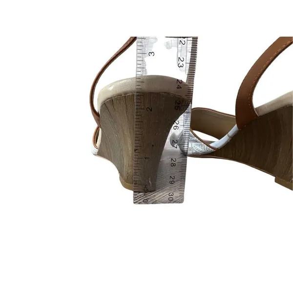 Tommy Bahama Ivy Walk Cream‎ Canvas Wedge Sandals 10 Linen Leather Combo Ankle - Image 5