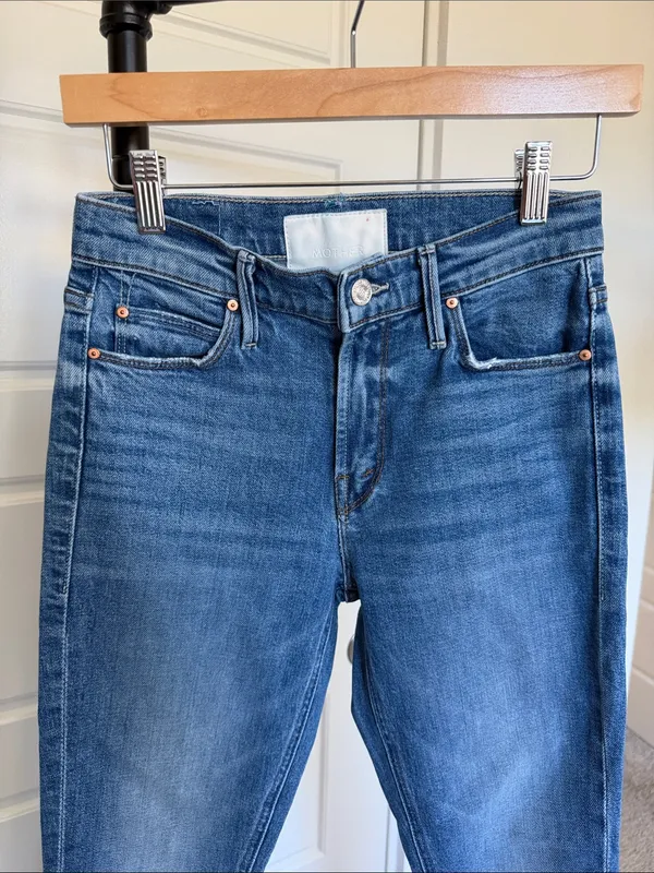 MOTHER Denim Mid Rise Dazzler Ankle Fray Jeans Riding Cliffside - Size 25 - Image 5