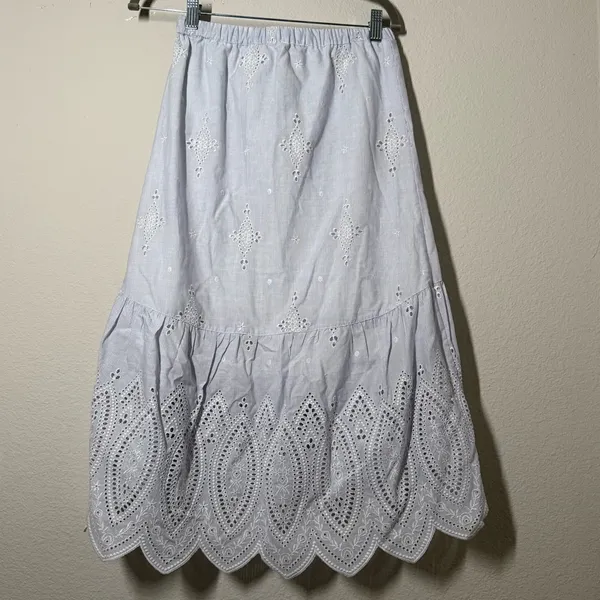 100% Cotton Cottagecore blue & white skirt | Fairycore skirt - Image 7