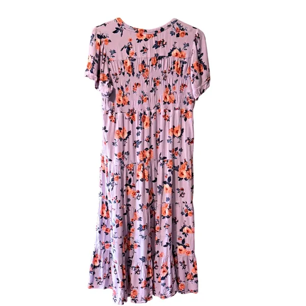 Knox‎ Rose Lavender Floral Tiered Maxi Dress XXL V-Neck Rayon Boho Fits L, XL - Image 7