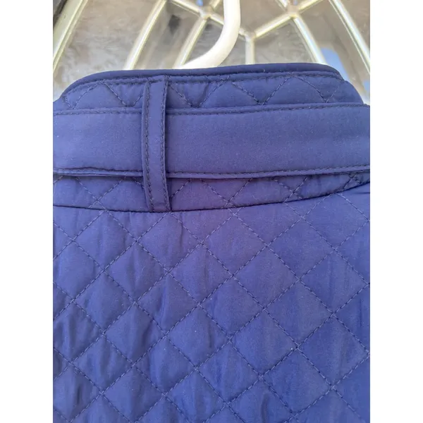 Crown & Ivy Navy Blue Quilted Puffer‎ Vest Gingham Lining Gold Zip Womens Large - Image 10