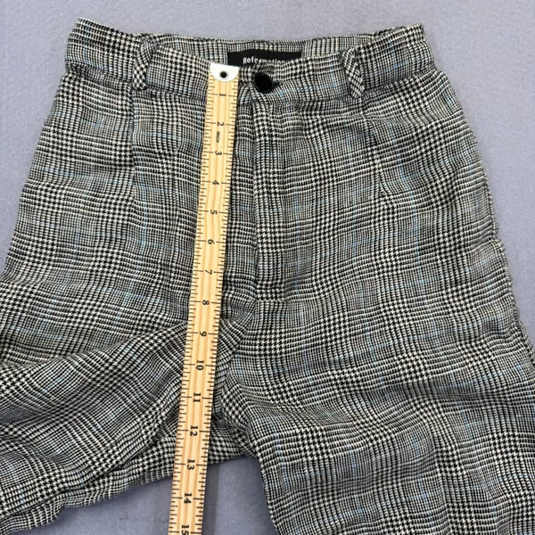 Reformation 100% Linen Wide Leg Plaid Pants‎ Black White Blue Size 2 High Rise - Image 5