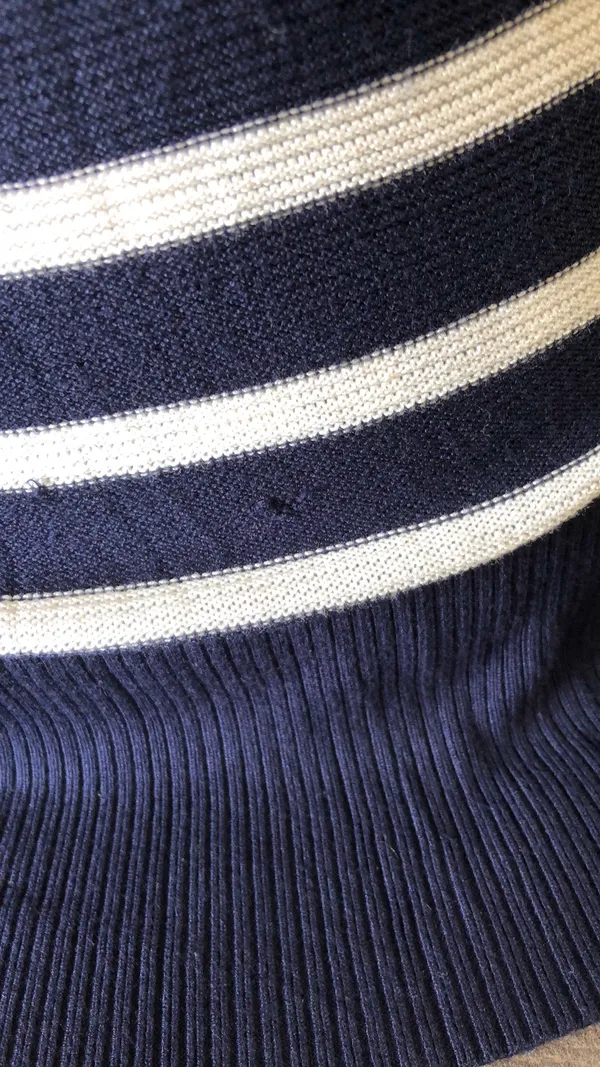 NEW YORK & COMPANY Blue & White V-Neck Jersey Top - Image 7