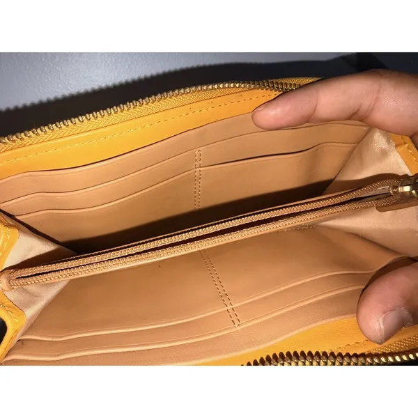 Coach Mustard Tan Leather Slim‎ Zip Wallet 48178 - 8 Credit Card Slots E - Image 11