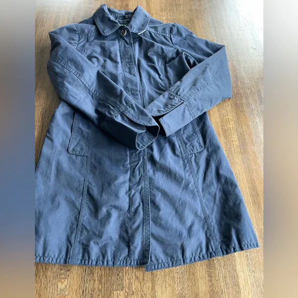 Eddie Bauer Navy Christine Trench Coat Cotton Nylon Preppy Classic - Size XS - Image 10