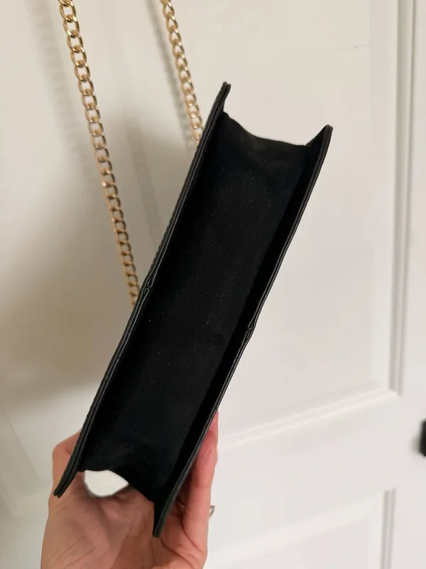 ALDO Black Croc-Embossed and Suede Crossbody Bag with Gold Tone Hardware - Image 7