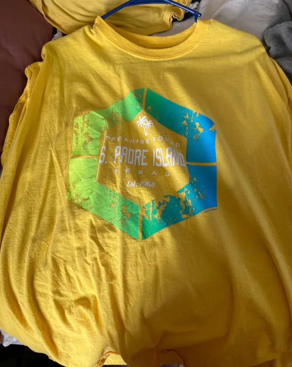 Paradise Found: Yellow Oversized S. Padre Island Graphic Tee ✨ Size XL - Image 2