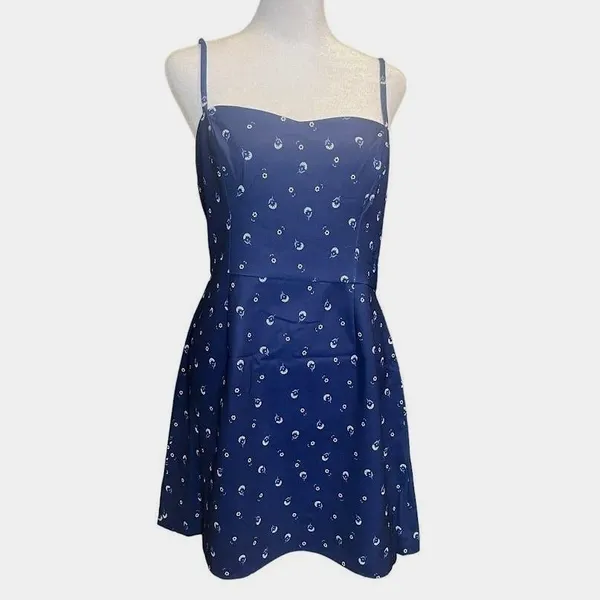 French Connection Mini Dress Womens Size 8 Blue New Floral Fit and Flare 71SWH - Image 2