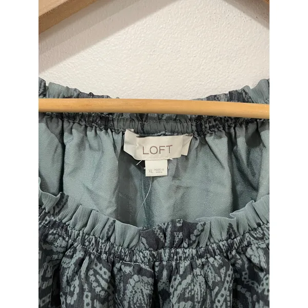 LOFT Paisley Off Shoulder Blouse NWT‎ XL Ruffle Neck Boho Romantic Top - Image 9