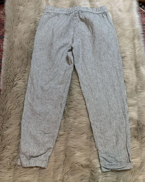 J.Crew Factory Striped Linen Cotton Blend Drawstring Pant Size 2 Pull On - Image 4