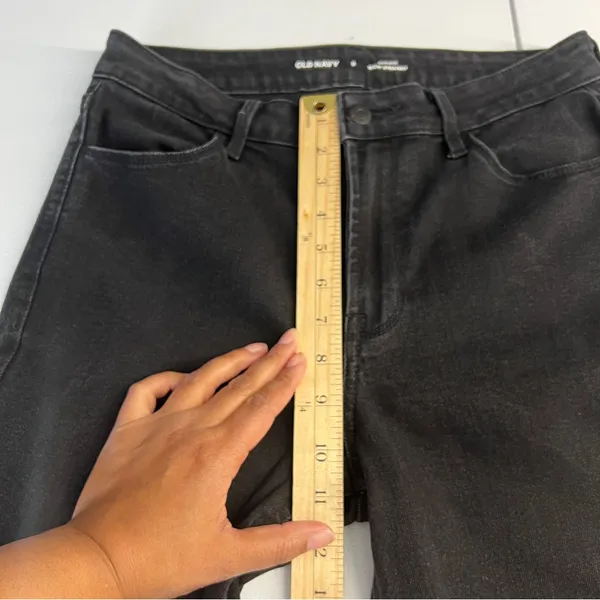 Old Navy High Rise Wow‎ Straight Leg Jeans Stretch Black Denim Size 8 - Image 10