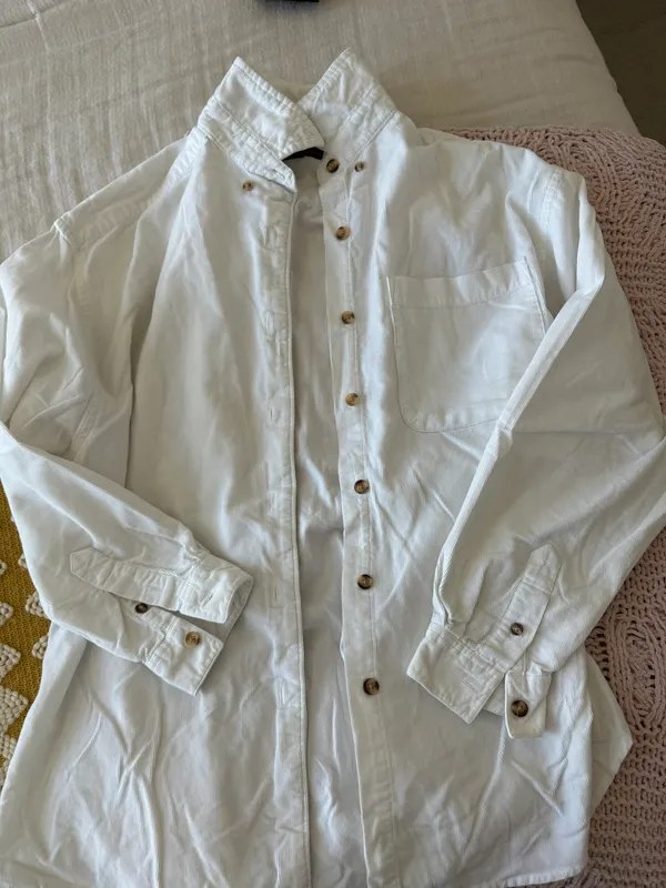 Eddie Bauer White Corduroy Button Up - Image 5