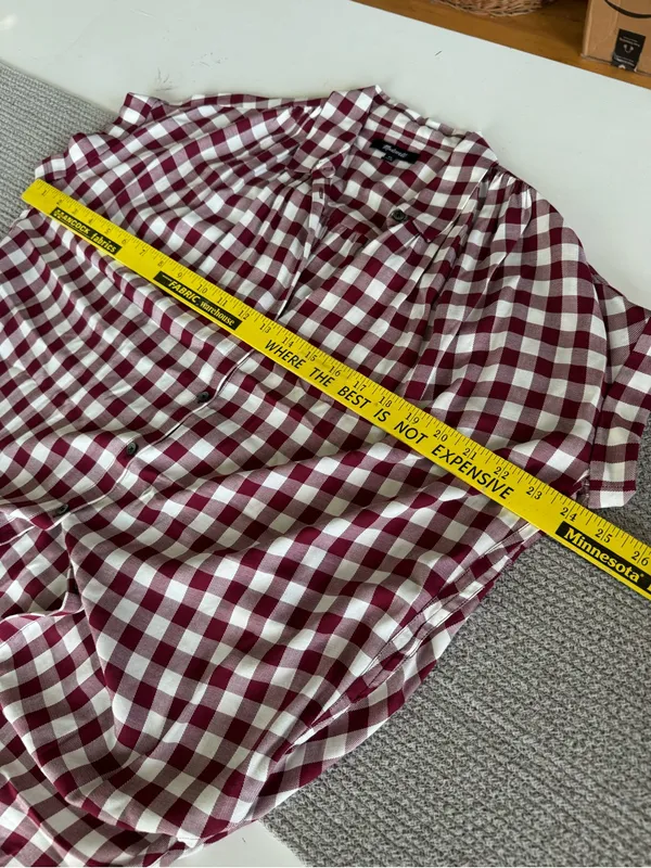 Madewell Central Drapey Top in Red and White Gingham Check Sz XS - Image 6