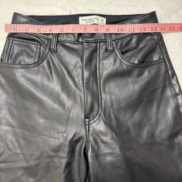 Abercrombie‎ & Fitch 90's Straight Ultra High Rise Faux Leather Black Pants 26 - Image 4