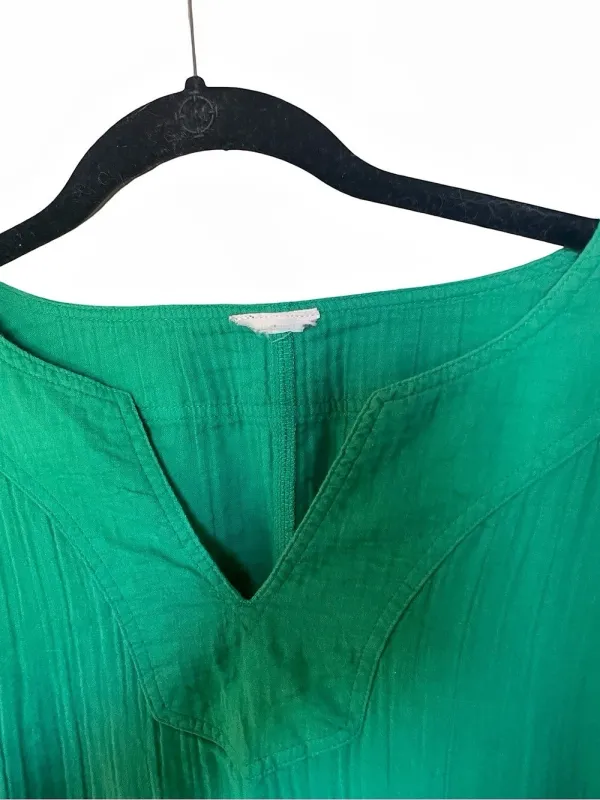 Green Gauze Belted Mini Dress Pockets Relaxed Fit Medium - Image 7