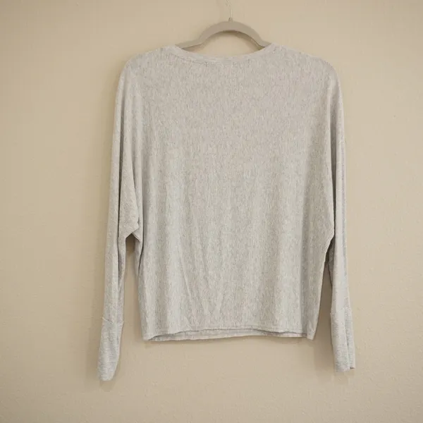 Joah Brown Long Sleeve Shirt Grey Heathered Dolman One Size Cozy Athleisure Soft - Image 6
