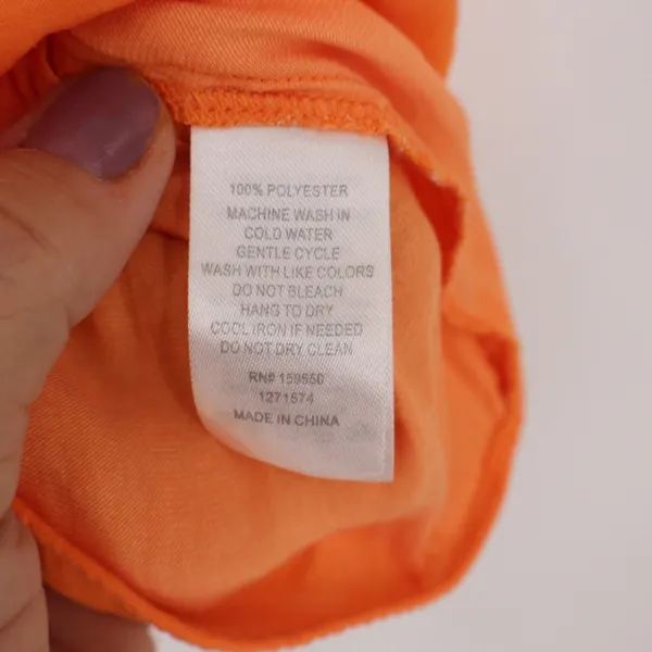 Maison d'Amélie Orange Cap Sleeve V-Neck Henley Blouse Size L - Image 4