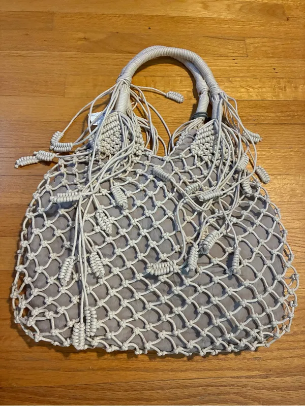 Monserat De Lucca Macrame Belen Tote Purse Handbag Cream Ivory Women’s NWT - Image 2