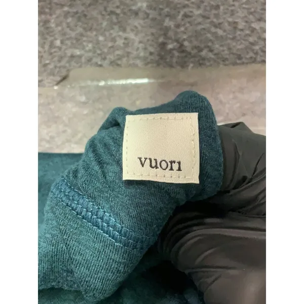 Vuori Teal Heather Half Zip Mock Neck Long Sleeve Performance Pullover Small - Image 4