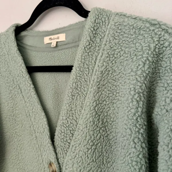 Madewell (RE)sourced Fleece Crop Cardigan Mint Green - Image 6