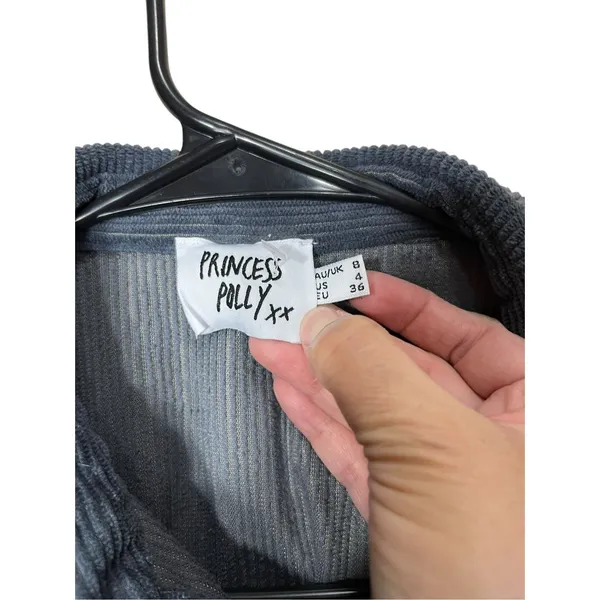 Princess Polly Blue/Gray Corduroy Button Up‎ Shacket Size 4 oversized - Image 5