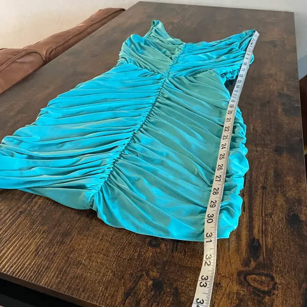 Turquoise blue/green ruched dress Blue - Image 8