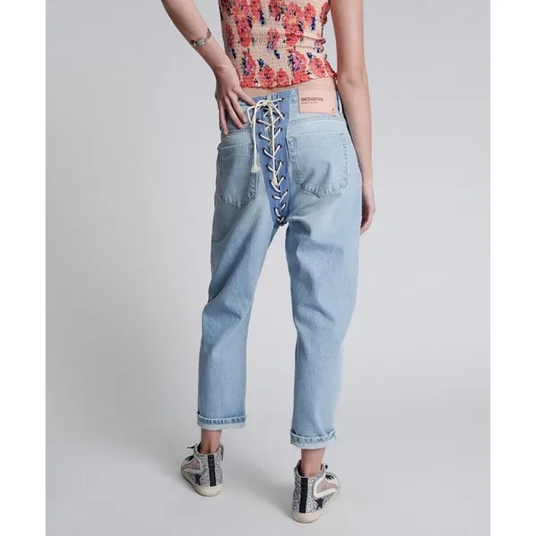 nwt 28 / 6 Womens One Teaspoon Relaxed Fit Laced Bandit Jeans Lace Up Best Blue - Image 3