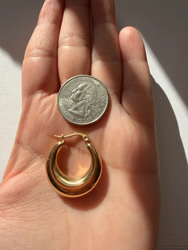 Gold statement hoop earrings - Image 2